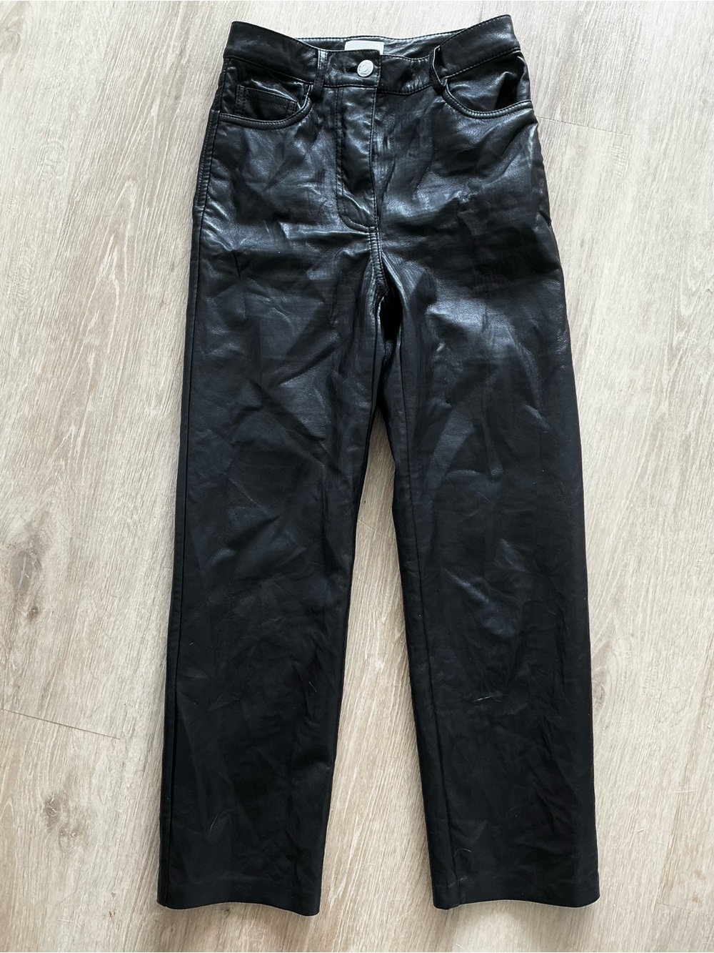 TAKING TO PLATOS Aritzia faux leather black 00 XXS pants straight leg Wilfred